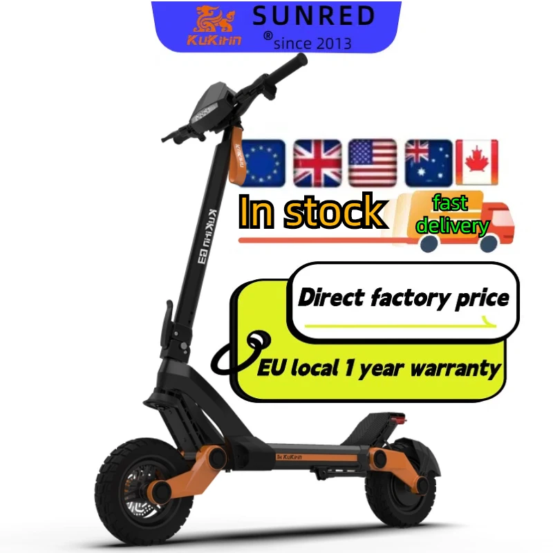 Ready to Ship High Quality Powerful Kukirin G3 Unique Kick Tail 1200W Signal Light Electric Scooters for Women