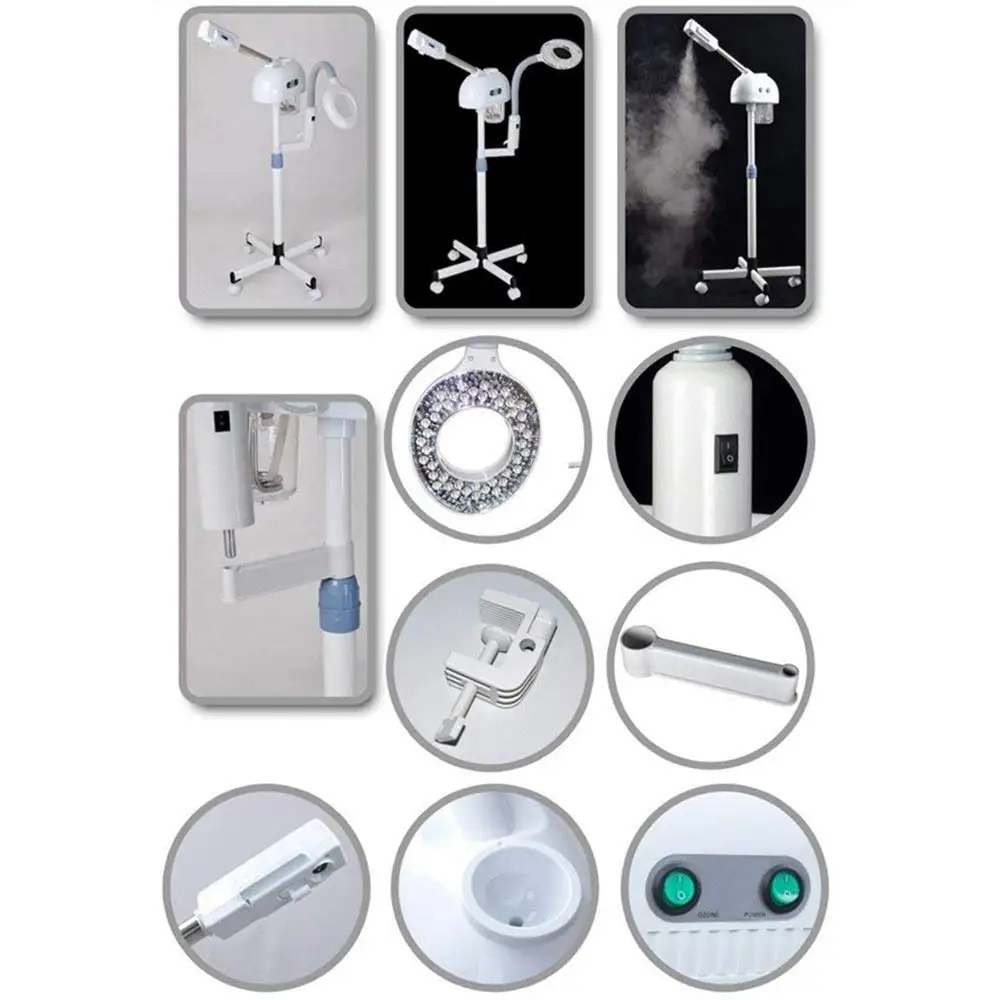 2 in 1 Hot And Cold Face Steamer With 5X Magnifying Lamp Light For Salon Sauna Vapor Professional Vaporizer Ozone Facial Steamer