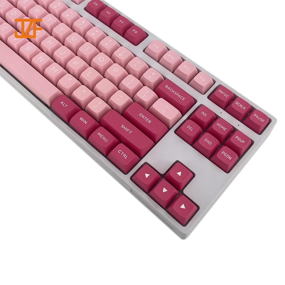 Shenzhen Factory Custom 60% 80% 85% Gaming Double Shot Pink Keycaps Mechanical Keyboard Pbt Keycaps DIY 87 171 keys set