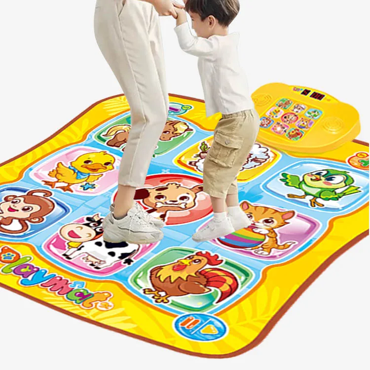 Multifunctional Educational Musical Dancing Challenge Playmat Toy Electronic Animal Piano Dance Mat For Girls
