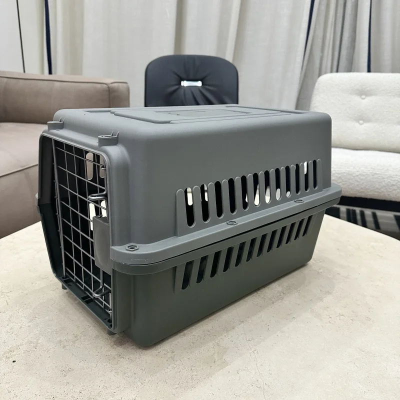 Steel Mesh Pet Accessories Plastic Pet Air Carrier Case Dog Travel Crate Airline Approved Transport Box