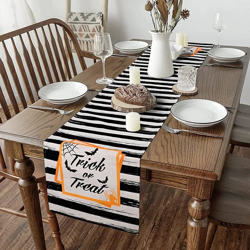 Halloween Fall Easter Table Flower Runner Kitchen Decorative Polyester Felt Rose Cotton Burgundy Custom Rattan Black and White