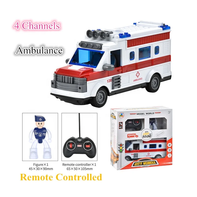 1:30 4Ch Radio Controlled Baby Hand control Ambulance car, RC School bus with light and Open Door Function