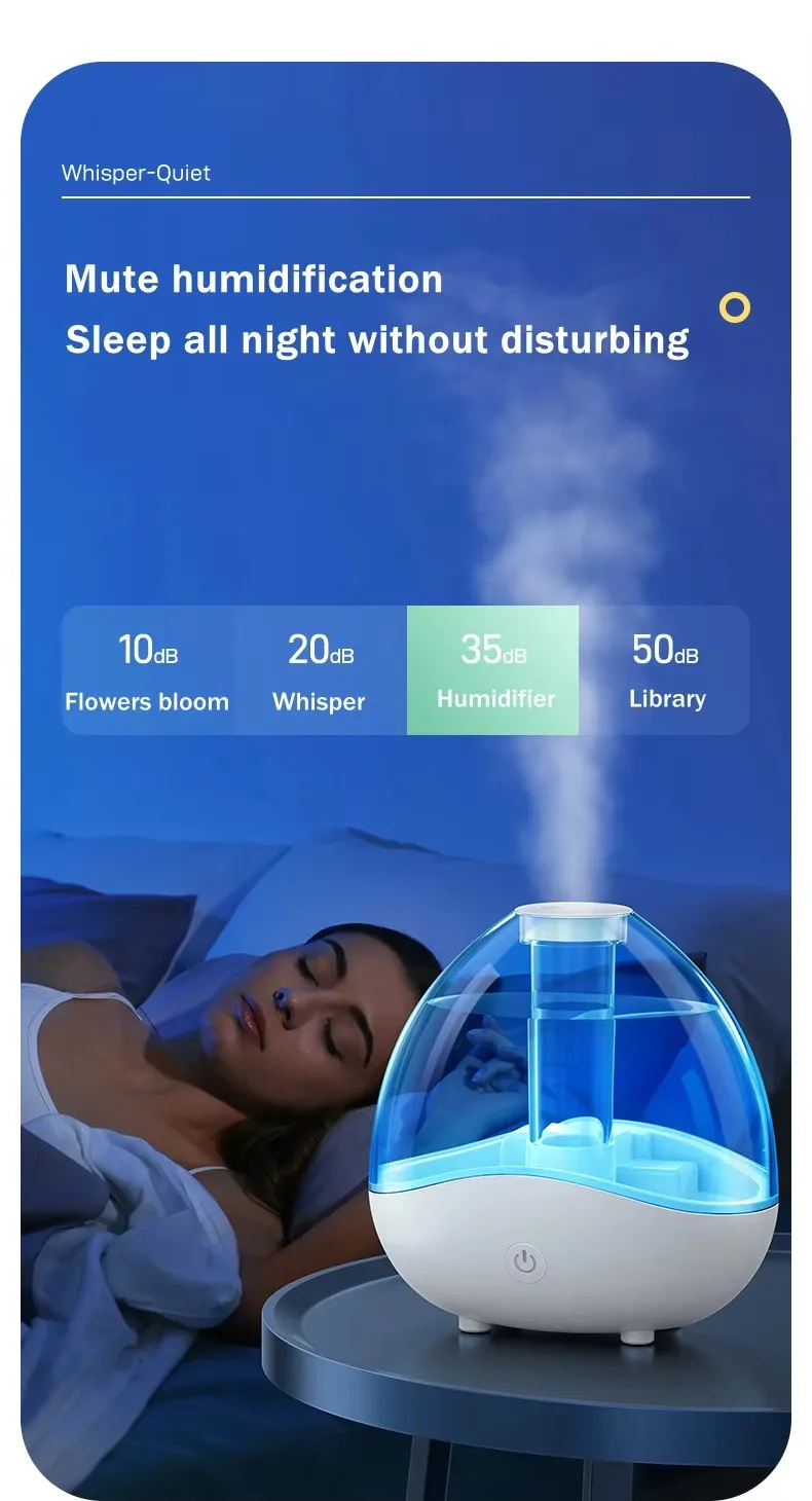 2024 new Style Ultrasonic 1.5L  Humidifier China Silent Air Cleaner Filter Desktop Mini Portable Home Air Purifier Humidifier