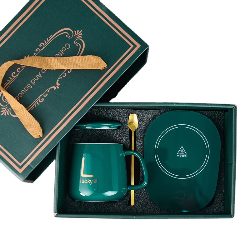 Net Red Thermostatic Cup 55 Degree Ceramic Cup USB Heating  milk Mug Custom Ceramic  cup Gift Box coffee mugs