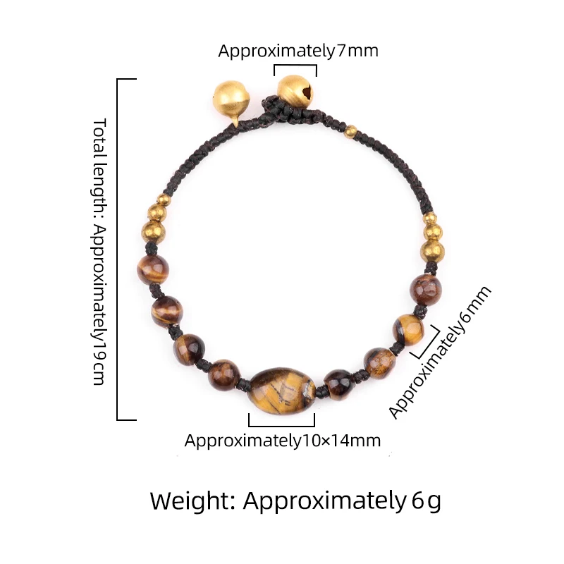 Hot Selling Hand Woven Multi-Color Round Bead Natural Stone Bracelet Adjustable Weaving Fashion Bracelet Bell Bracelet