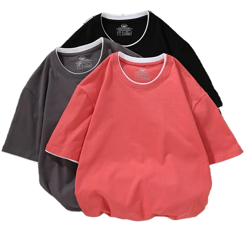 Soft Breathable O Neck Tops 100% Cotton Tee Loose Drop Shoulder Brand Blank Oversized Men T Shirt