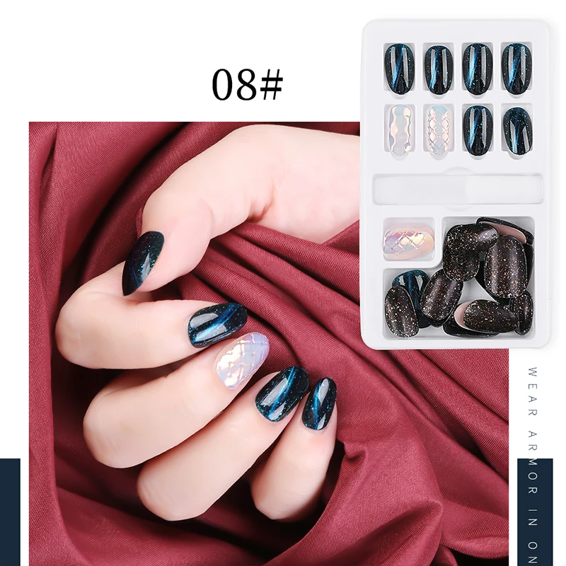 Wholesale Cheap 10 design full Cover nail tips Press On Artificial fingernails Extension Colorful Art design Nails Tips Set