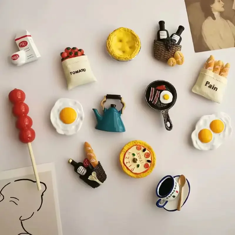 Custom Refrigerator Sticker 3d Refrigerator Sticker Message Board Suction Stone Home Decoration Tea Food Resin Fridge Magnet