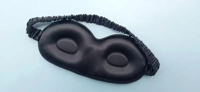 J062 new model 100% real silk eye mask,3D silk  sleeping eye patch ,black eye patch for men and women