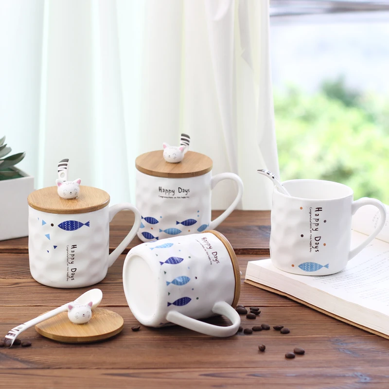 japanese unique cartoon cups creative kawaii cute nordic belly  cup cat mug ceramic pattern