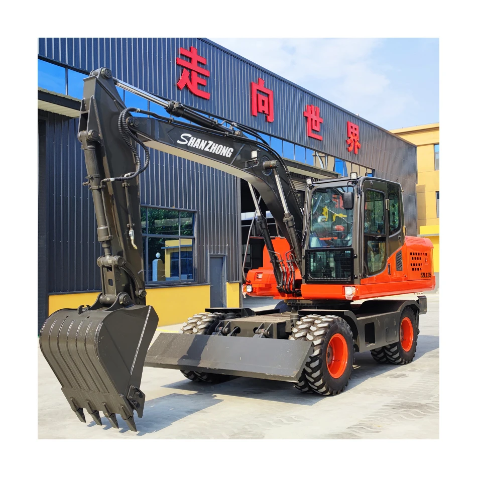 Factory sales directly Shanzhong Brand 13ton SZL135 Hydraulic Wheel Excavator with CE