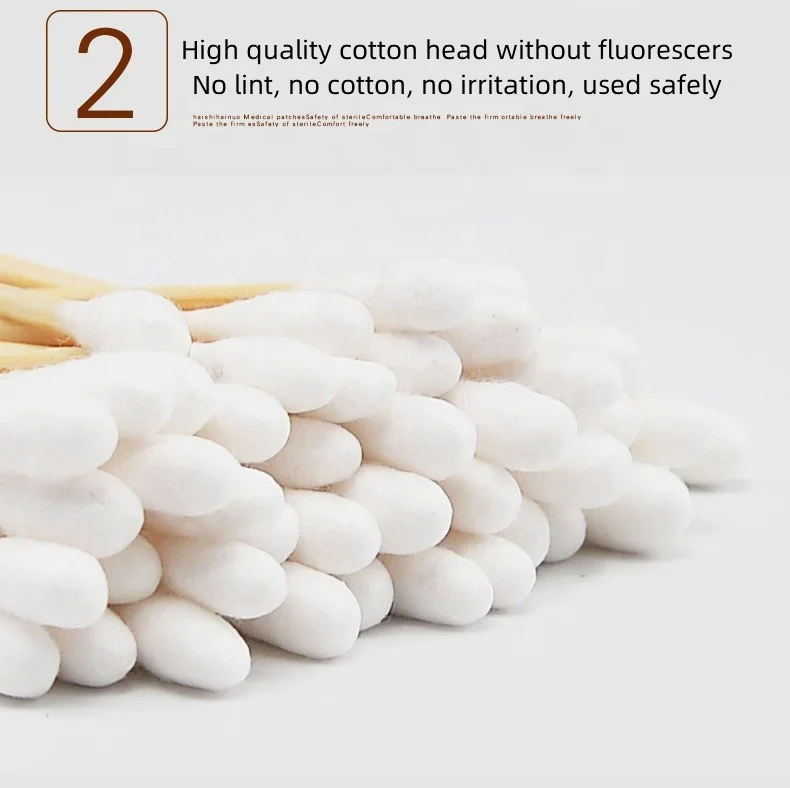 100% Pure Cotton Sterile Medical Single Tip 10cm Applicators Wooden Stick Cotton Swabs