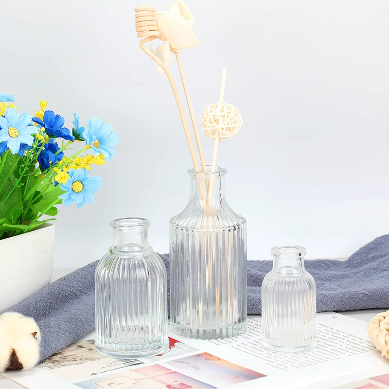 Hot Sale 100ml 200ml 250ml Clear Empty Round Aromatherapy Reed Diffuser Glass Bottle Decorative