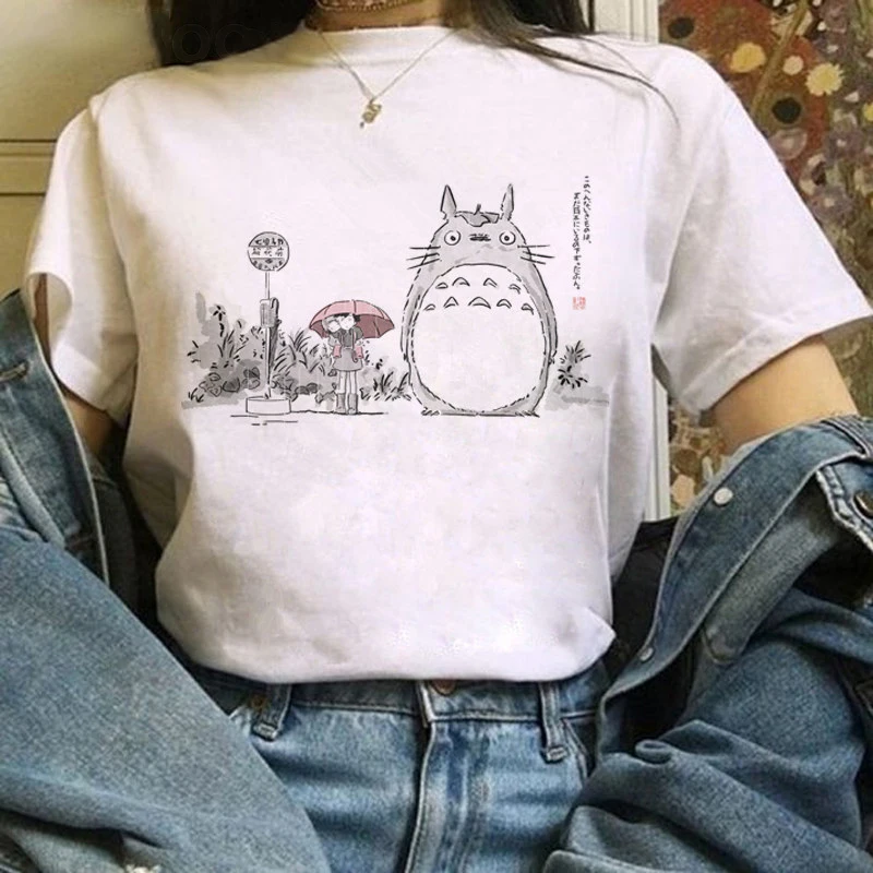 Anime Totoro Studio Ghibli Harajuku Kawaii T Shirt Women Ullzang Miyazaki Hayao Tshirt Cartoon T-shirt Cute Anime Top Tee Female