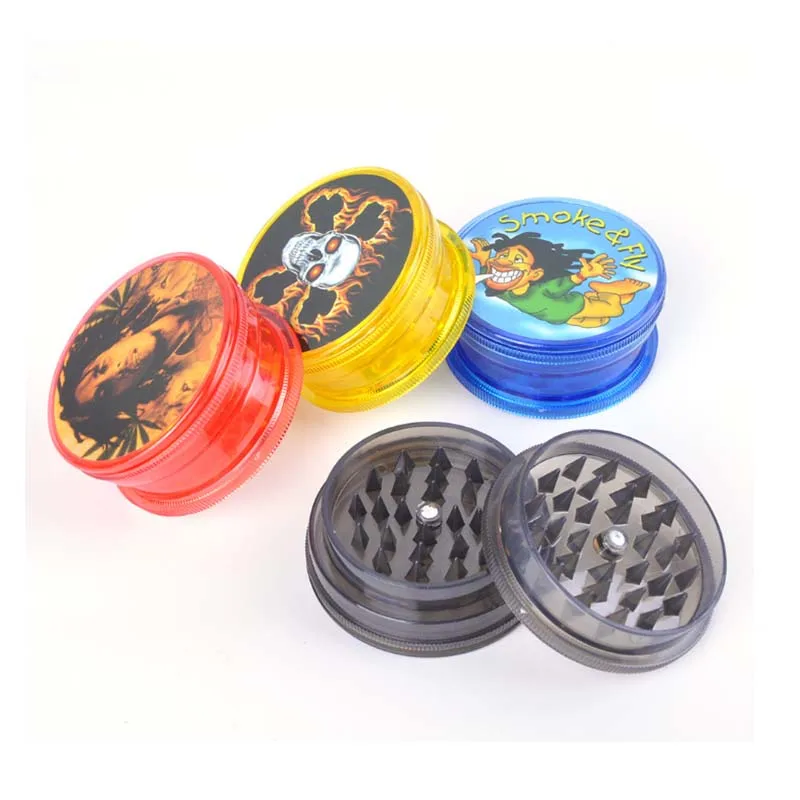 
Mixed color Plastic grinder herb 3 layers 60mm diameter plastic grinder weed 