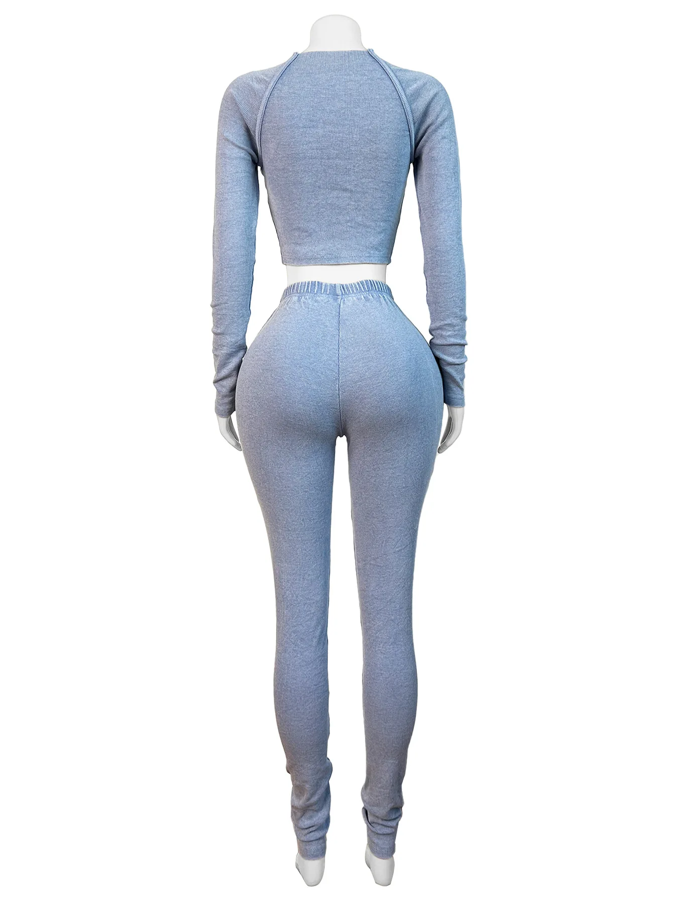 Winter Fall Women 2 Piece Sets Washed Cotton Slim Fit Crop Shirt And Leggings Sets Casual Two Piece Jogging Pants Sets For Women