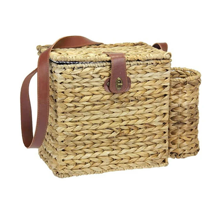 
Household essentials romantic wine caddy natural handmade case container bag wicker picnic basket 