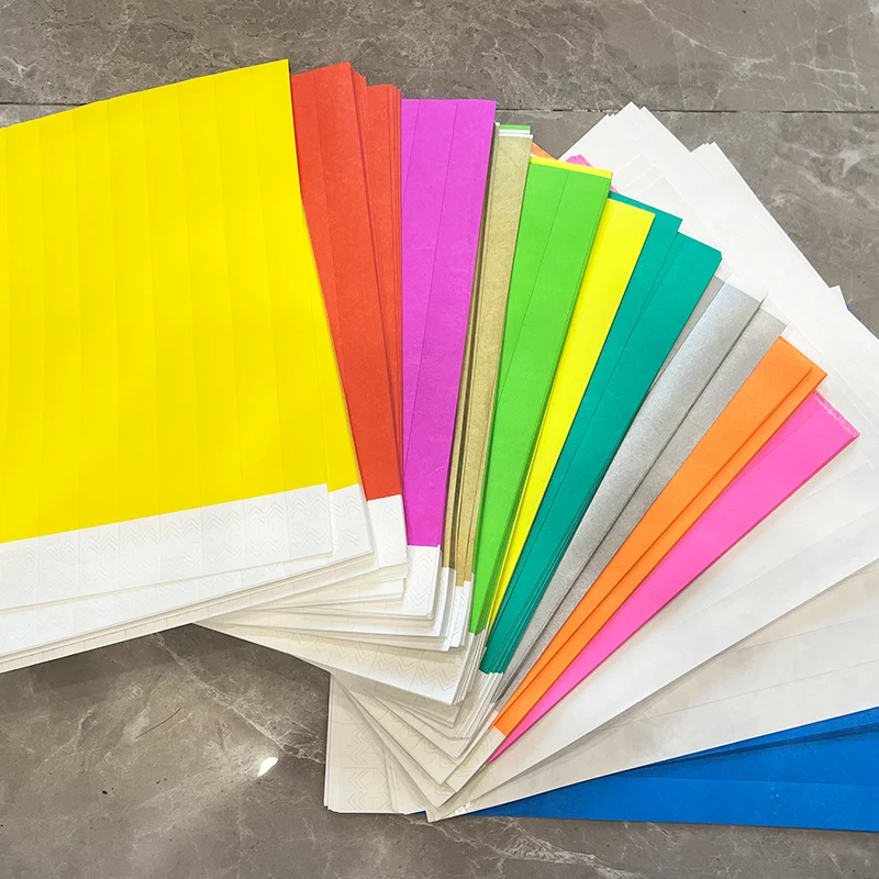 Wholesale Bulk 3/4 Inch Blank Tyvek Wristbands Solid Color Paper Bracelet For Printable Tyvek Wristband Printer Machine