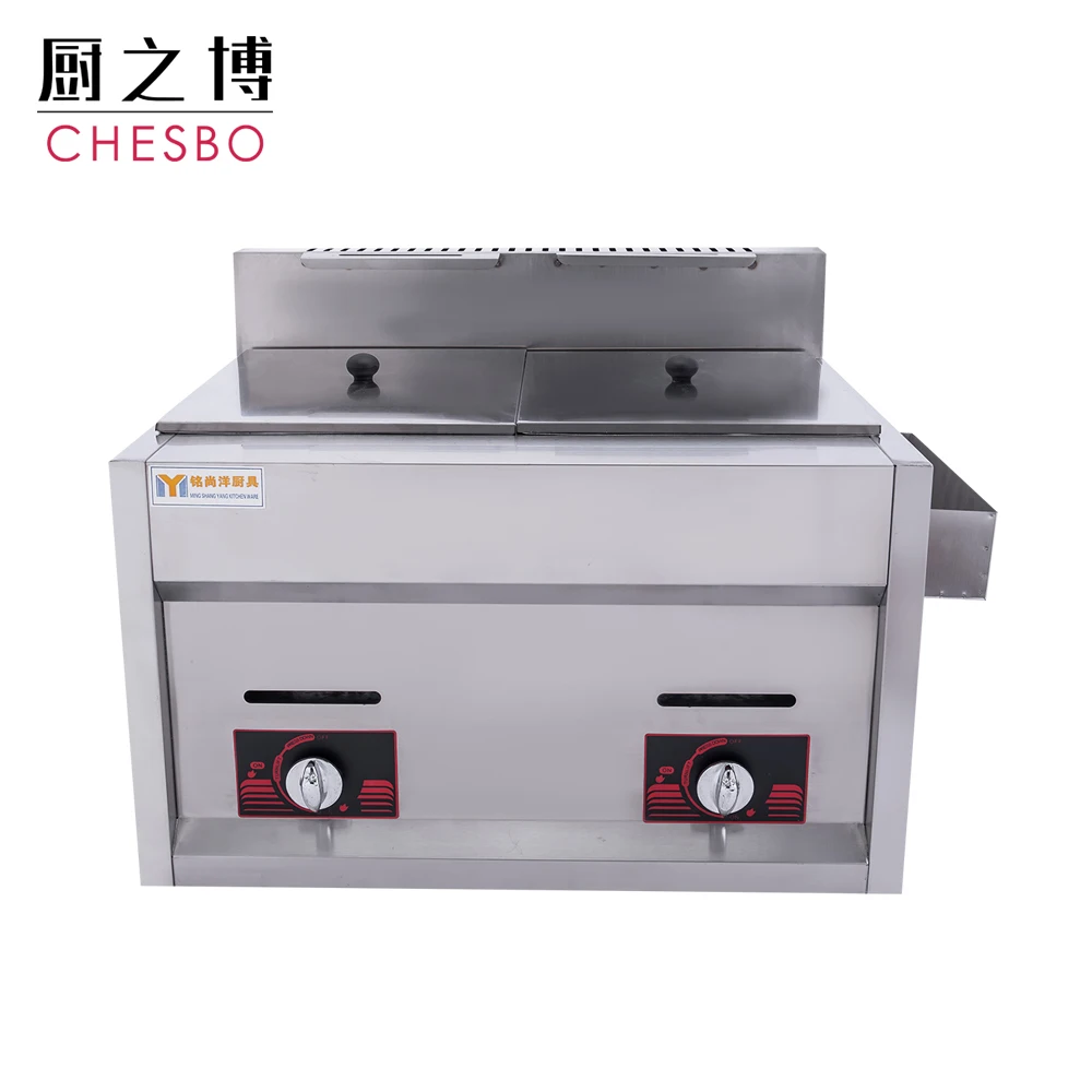 Commercial Countertop Gas Fryer 2 Basket Deep Fryer Stainless Steel Deep Fryer for French Fry Restaurant Kitchen 10L