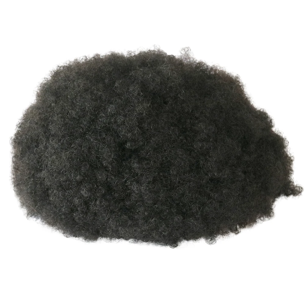 
Remy Human Hair Afro Curl Toupee Skin Base 10x8inch for Black Men with Men Hair System Human Hair 