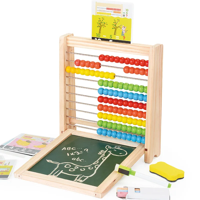 Kids Educational Multi-function Counting Drawing Board Beads Frame Learning Set Math Toy Wooden Toy for Toddlers Math Learning