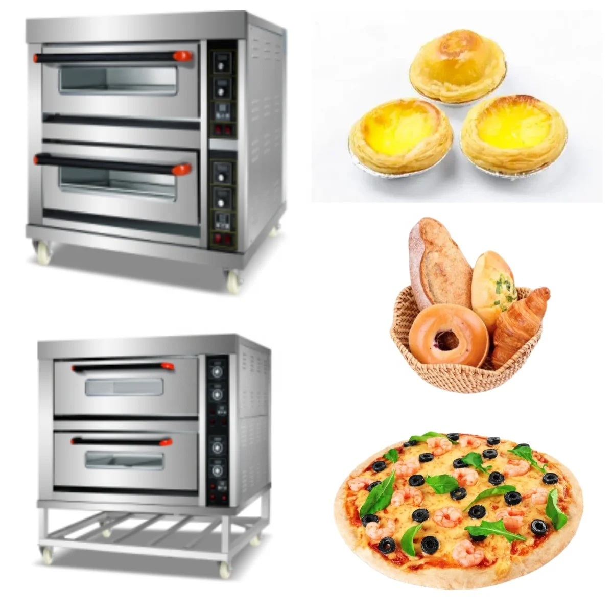 Electric Commercial Bakery Equipment 2 Deck Pizzas Bread Oven Gas Bakery Oven Machines