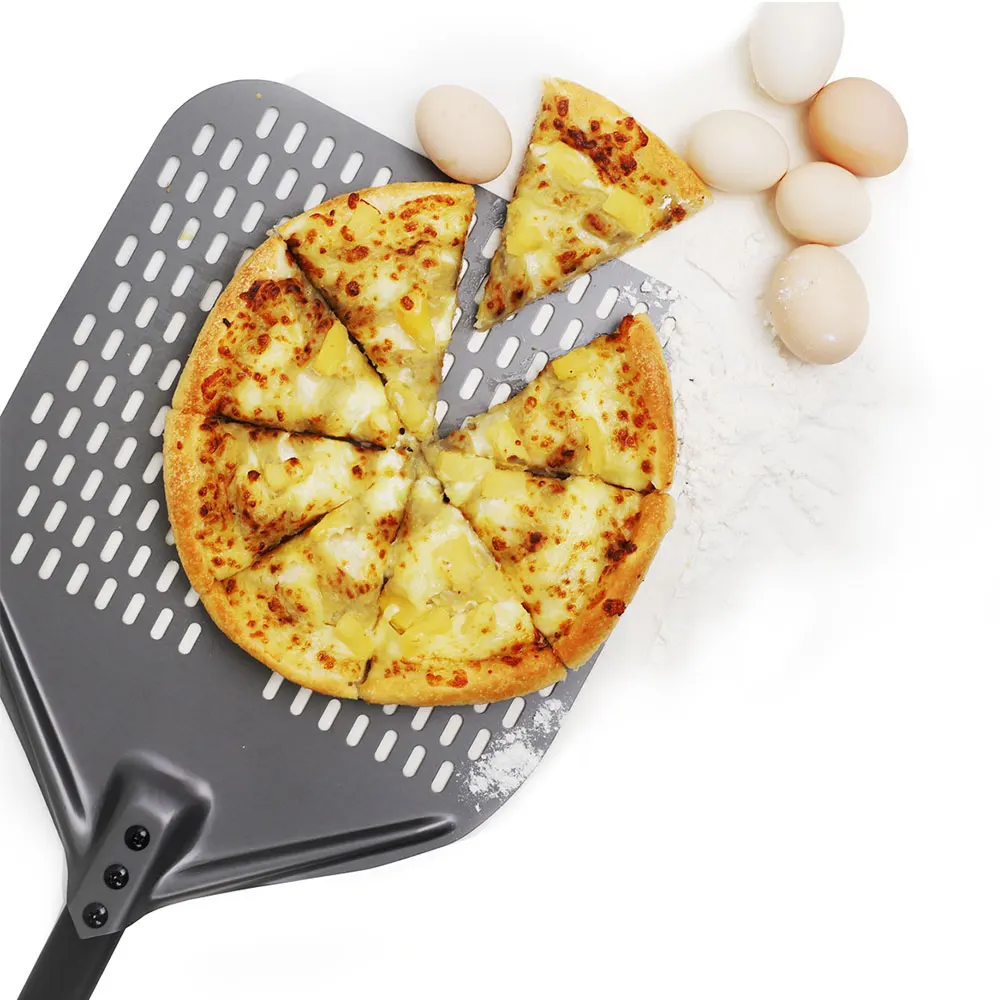 9 Inch Turning Perforated Pizza Peel  Cleaning Brush Ash Rake Commercial Pizza Oven Accessories Utensil Kit