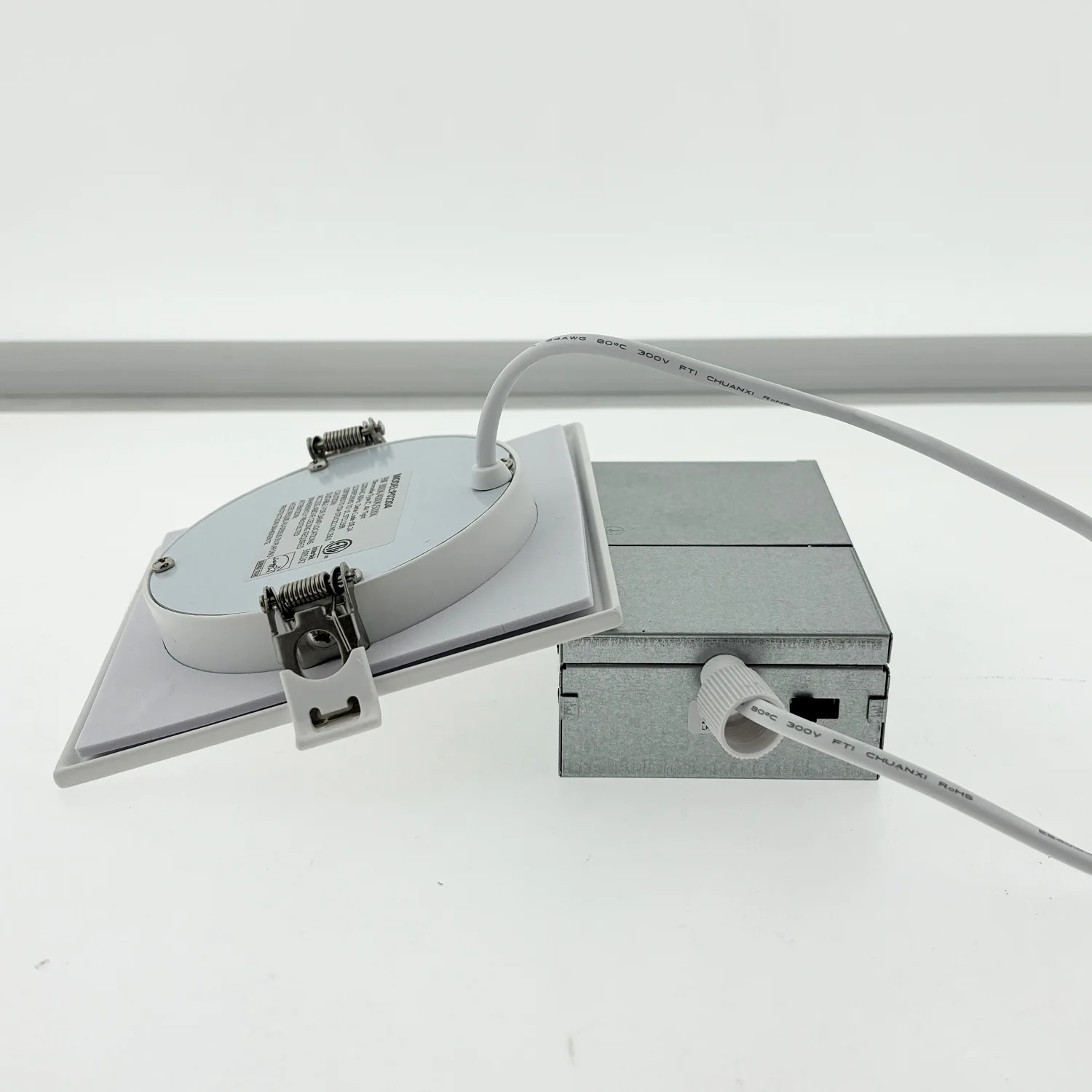 ETL ES FCC 4inch 9W Slim Square LED Panel Light with Round Cut Out Hole No Flicker Driver 3CCT Adjustable White Aluminum Body