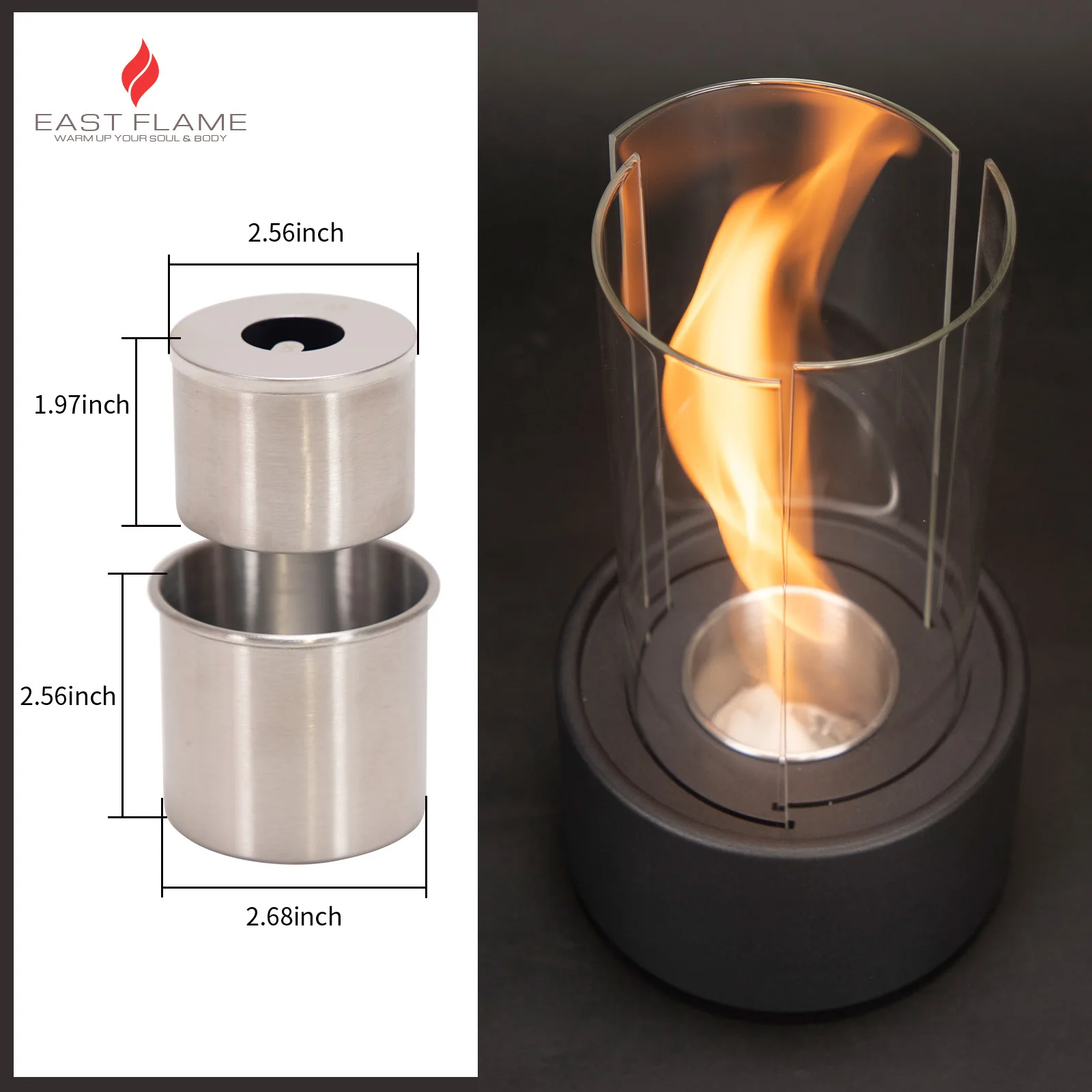 Indoor Table Top Fire Pit Metal Ethanol Fireplace with Bioethanol Burner Spin Fire & Tornado Fire Pit Features