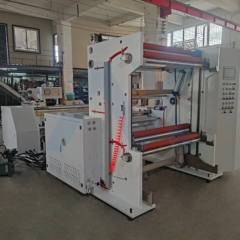 kraft paper non woven fabric slitting machine with turret rewind from big to small rolls