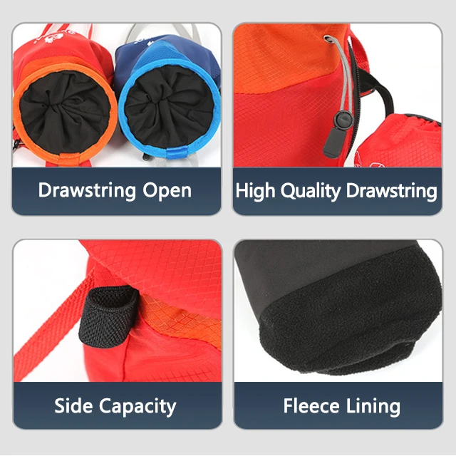 OEM ODM Custom LOGO Belt Drawstring Pocket Accept Print Rock Climbing Sport Chalk Bag