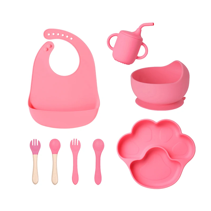 2024 Hot Sale Eco-friendly Non-toxic Strong Bear Suction Bowl Spoon Set Feeding Bib Baby Silicone Bowl And Plate