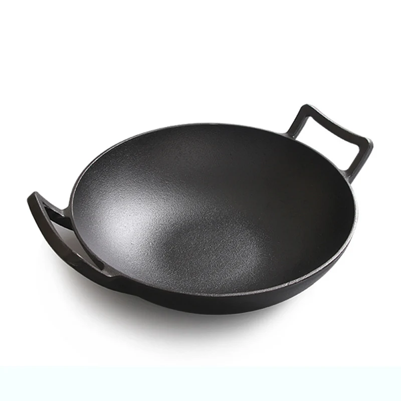 High quality 32cm 36cm Whole Body disa cooking pot two handle Cast Iron wok