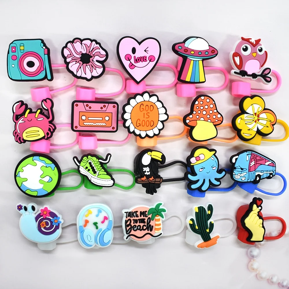 10mm Pvc Reusable Splash Proof Drinking Cute Colorful Cacti Straw Charms For Tumblers Wholesale Cute Animal Straw Topper