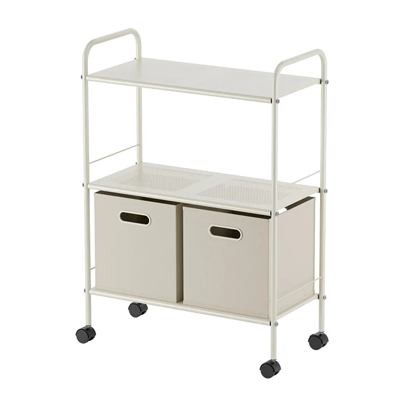 Bathroom Shelf Storage Trolley Cart Living Room Movable Storage Racks With Rotating Removable Nonwovens Storage Cube