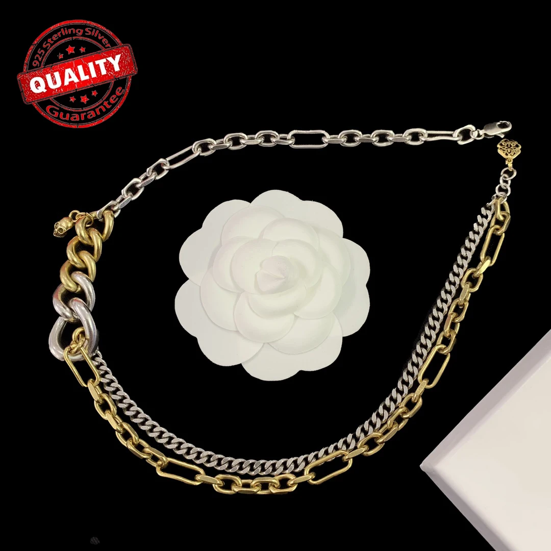 Alexander McQueens Factory new product 925 silver color chain, fashionable, personalized, high-end design, holiday gift giving