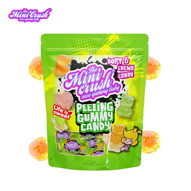 Candy Manufacturers Supplier Wholesale Sweets Peeling Soft Candy Fruity Flavors Peelable Candy
