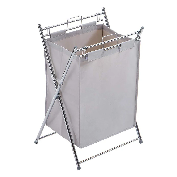 Chromed Tube laundry canvas hamper laundry basket collapsible  storage basket with handle