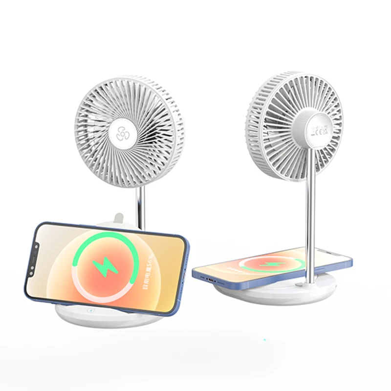 Hot Selling 2 in 1 Portable Mini Desk Fan with Wireless Charger Three Speed Touch Adjustment Control Table Fan