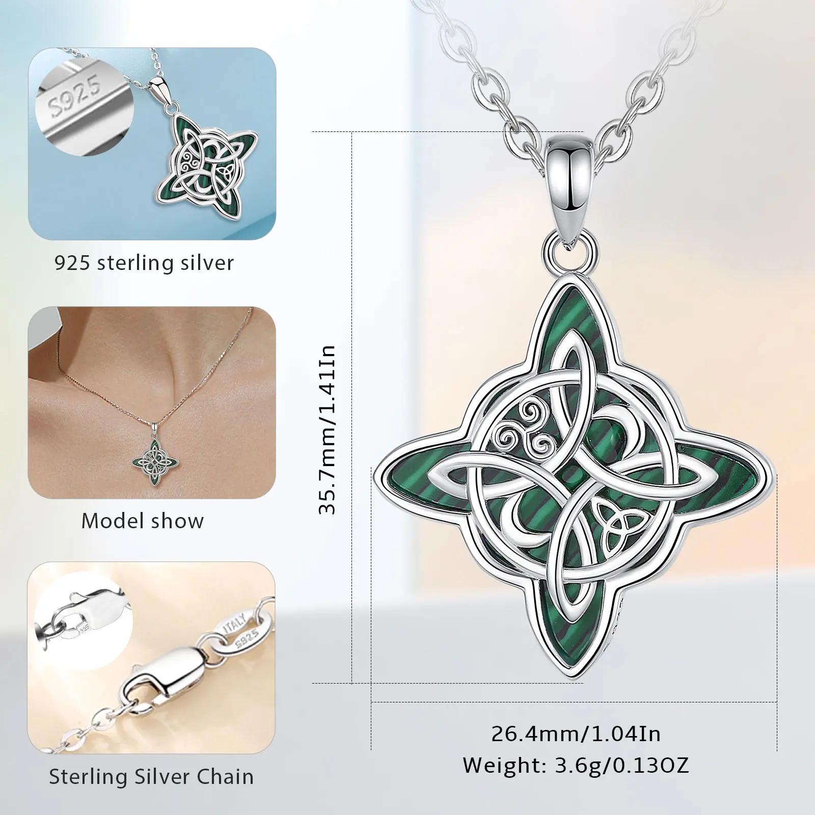 Merryshine opal moonstone wicca knot witch knot necklace joyas joyeria de plata 925 mayoreo por mayor