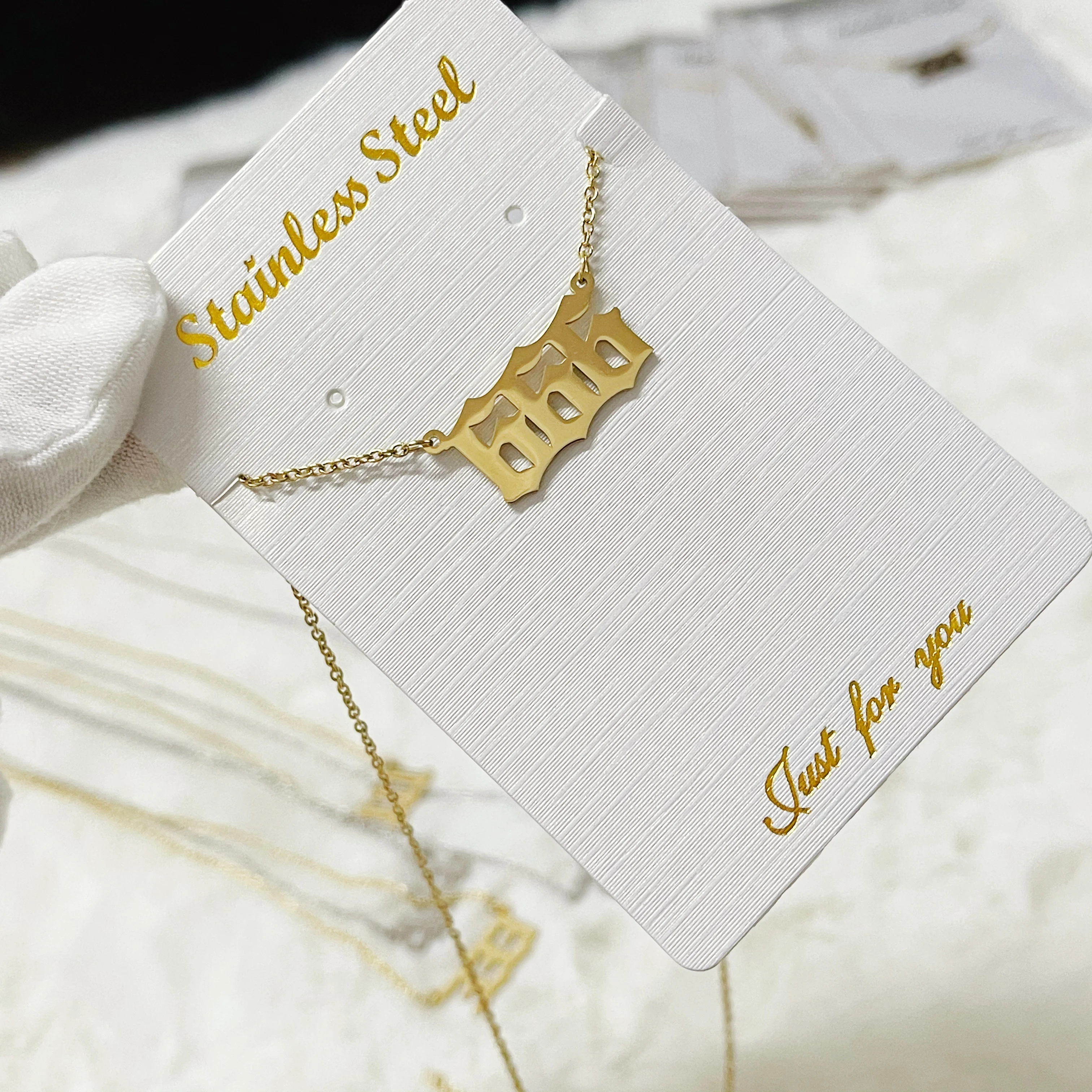 
111 Personality Stainless Steel Gold Plated Custom Number Birth Year Necklace 