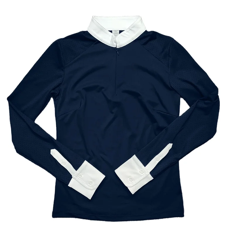 navy blue New design Long Sleeves Equestrian Base Layers Stretchy Ladies Horse Riding Shirt rider clothing for Women
