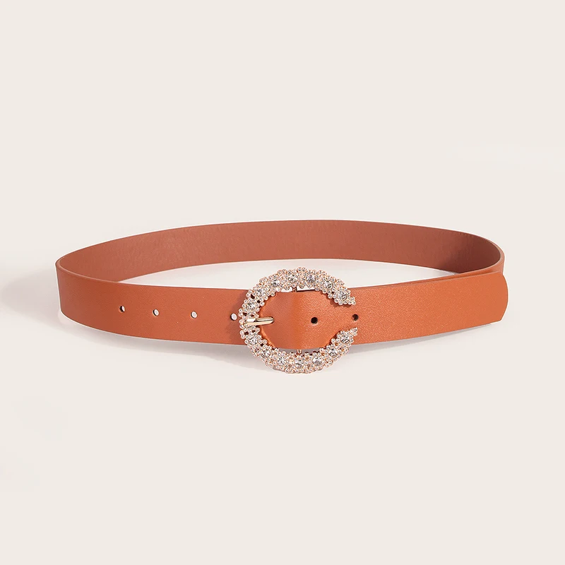 The New Listing Shiny Studded Crystal  Rhinestones PU Women Rhinestone Belt