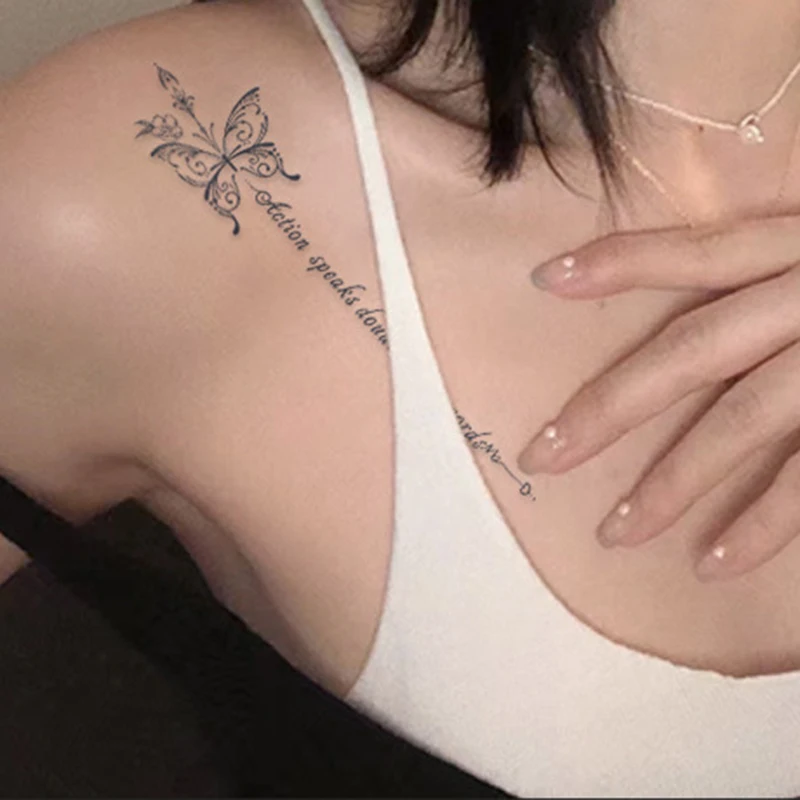 XB Lasting 7-15 Days Herbal Juice Semi-Permanent INS Men Girl Arms Body Beauty Realistic waterproof Fake Tattoo Stencil Sticker