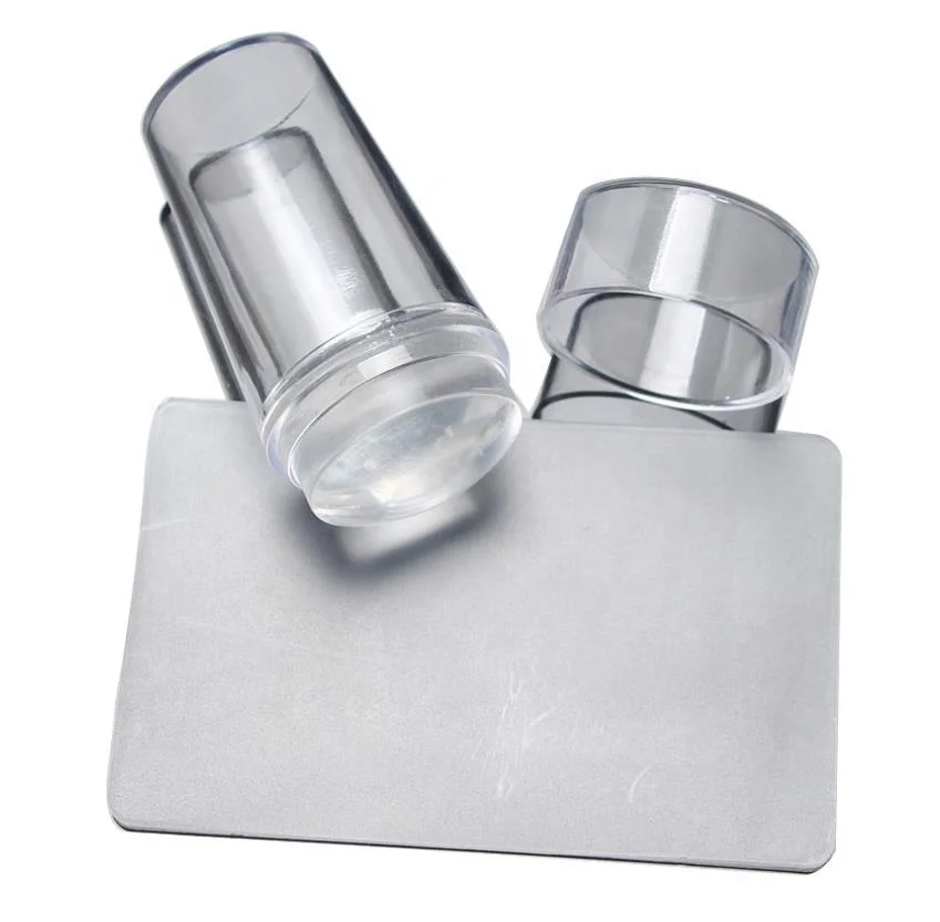 Высокое качество прозрачные желеобразные силиконовые со скребком для инструментов для ногтей Stamp plate