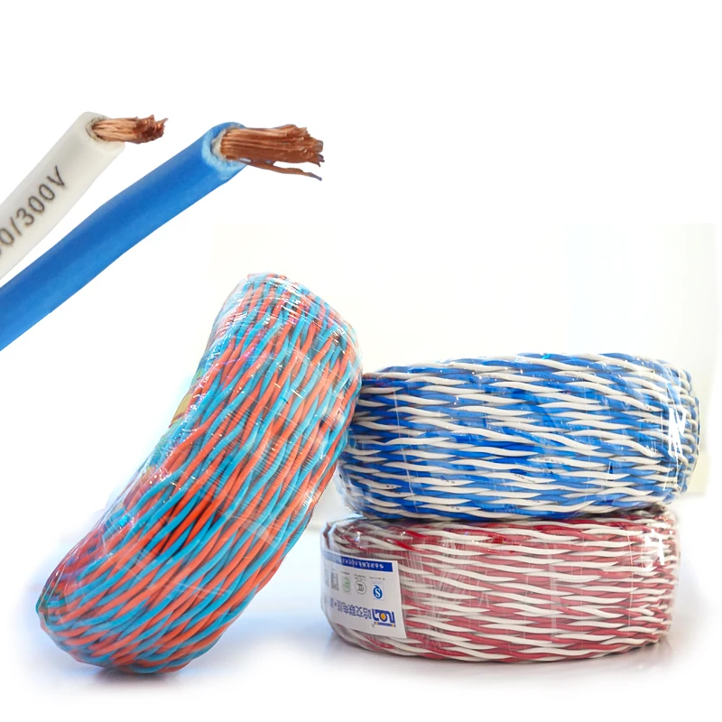 High Quality Rvs Copper Twisted Flexible Pvc Electric Cable 0.75mm 1mm 1.5mm 2.5mm 4mm Twisted Pair Fire Alarm Cable