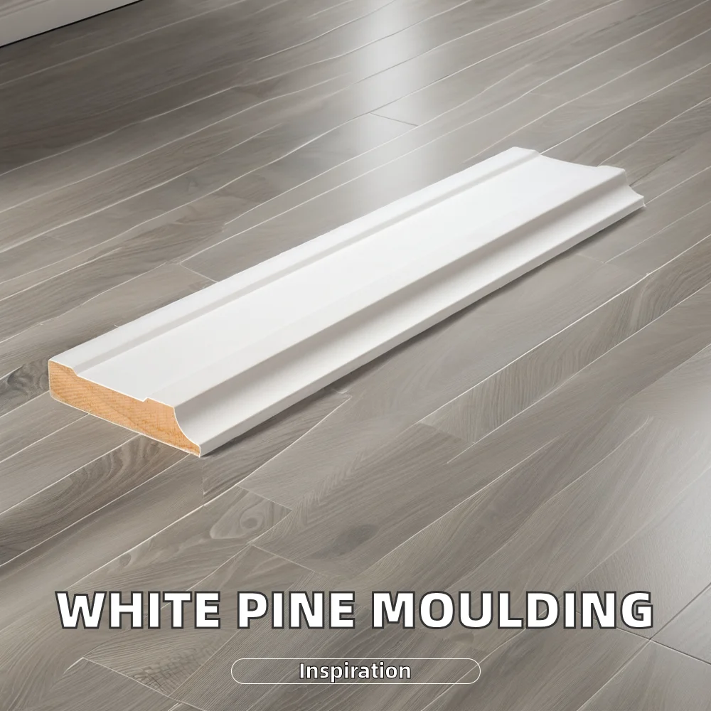 Modern Glossy White Primed Architrave Radiata Pine Panel Moulding Solid Wood Crown Moulding Interior Indoor Villa Use Flexible