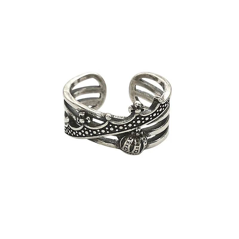 Intertwined Belt Design Vintage Cross Silver Rings Wide Wrap Retro Ring for Women Brass Vintage Wedding Ring