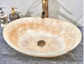 Oval natural stone modern bathroom sink for bathroom and toilet